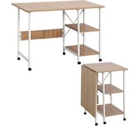 Homcom HOMdotCOM Table pliante avec roulettes, nature