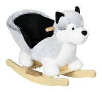 HOMCOM Husky à Bascule pour Enfants 18-36 Mois 60x33x50 cm Gris et Noir | Cheval à Bascule, Avec Musique, Poignées, Ceinture de Sécurité, Charge 40 kg