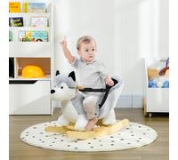 HOMCOM Husky à bascule pour enfants cheval à bascule jouet à bascule bébé 18-36 mois - musique poignées ceinture de sécurité