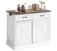HOMCOM Îlot Central Cuisine, Buffet Cuisine, Meuble de Rangement avec 2 Tiroirs, 2 Portes Coulissantes et Étagère Réglable, Style Rustique, 106,4 x 57 x 92 cm, Blanc et Marron