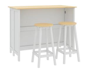 HOMCOM îlot Central de Cuisine avec 2 tabourets, Ensemble Table et Tabouret de Bar, avec 2 armoires, Rangement et Plan de Travail Rabattable, 4 Portes, Design Moderne, Blanc