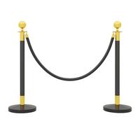 HOMCOM Intercalaires en acier inoxydable 2 pièces, hauteur 96 cm, base creuse à injection d'eau, corde en velours noir de 1,5 m, pour théâtre, fête, mariage, noir