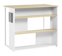 HOMCOM Isla de Cocina Moderna, Portacuchillos, 105x65x90 cm, Roble