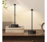 HOMCOM Jeu de 2 Lampes de Table LED Rechargeables avec USB et Commande Tactile et Lumière Réglable Ø10x30 cm Noir