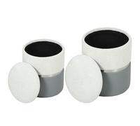 HOMCOM Jeu de 2 poufs de rangement revêtus en chenille et PU assise rembourrée pour couloir chambre gris et crème