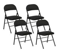 HOMCOM Jeu de 4 chaises pliantes avec assise rembourrée, chaises modernes peu encombrantes avec coussin en polyester pour la maison et le bureau, noir