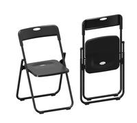 HOMCOM Jeu de 6 chaises pliantes en plastique avec dossier courbé Design ventilation Structure en acier 48,5x47x75 cm Noir