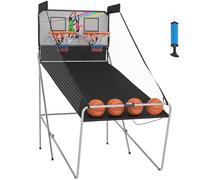 HomCom Panier de basket pliable double 8 modes compteur électronique 4 ballons acier noir/blanc