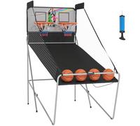 HomCom Panier de basket pliable double 8 modes compteur électronique 4 ballons acier noir/blanc