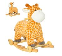 HOMCOM Jouet à Bascule Girafe Peuplier Polyester 63x38x63cm Orangé