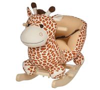 Homcom Jouet à Bascule modèle girafon Ceinture de sécurité Fonction Musicale 32 Pistes Marron Beige
