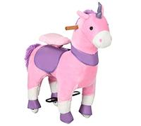 HOMCOM Jouet d'équitation à Bascule avec Roues en Forme de Licorne, Jouet à Monter pour Les Enfants de 3 à 6 Ans, 70x32x87cm, Rose
