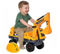 HomCom Porteur enfant Tractopelle 2-3 ans – Pelleteuse articulée, pince, sons et LED – Jaune