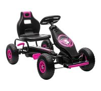 HomCom Kart à pédales enfant Formule 1 Super Power 5 – aileron avant pneus gonflables – Noir/Rose
