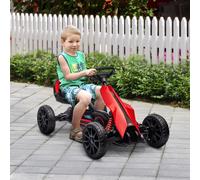 Kart à pédales enfant Go kart Formule 1 Racing aileron avant carter chaine fermé siège réglable avec ceinture rouge