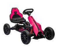 HOMCOM Kart à pédales pour Enfants, Course avec siège Ajustable, essieu pivotant, pneus EVA avec Absorption des Chocs, Frein à Main, pour Les 3-8 Ans, Rose