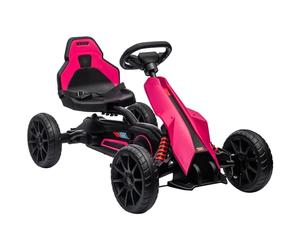 HOMCOM Kart à pédales pour Enfants, Course avec siège Ajustable, essieu pivotant, pneus EVA avec Absorption des Chocs, Frein à Main, pour Les 3-8 Ans, Rose