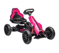 HOMCOM Kart électrique pour Enfant 12V - Vitesse réglable 3-5km/h pour Enfants de 3 à 8 Ans - siège réglable Ceinture de sécurité et 5 Roues - Rose