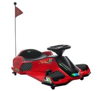 HOMCOM Kart Électrique pour Enfants 12 V avec Mode Drift 8 à 12 Ans Rouge | Go Kart, Démarrage Progressif, 2 Vitesses 3-8 km/h, Lumières LED, Musique, pour Garçons et Filles