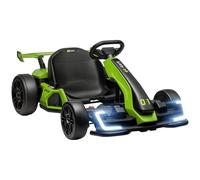 HOMCOM Kart électrique pour enfants 6-12 ans 24V 6-12km/h avec siège ajustable, 2 moteurs, kart de dérive avec klaxon, lumières et musique, vert
