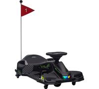 HOMCOM Kart électrique pour enfants 8-12 ans, 12 V, 3-8 km/h, kart à dérive pour enfants avec démarrage lent, lumières, musique et ceinture de sécurité, noir