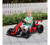 HOMCOM Kart pour enfants, Kart électrique avec klaxon et fonction musicale, siège ajustable, jusqu'à 12 km/h, plastique, métal, Rouge