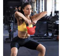 HOMCOM Kettlebell 10 kg en métal poids pour entraînements avec poignée antidérapante et fond plat 19x12x22cm rouge et noir