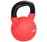 HOMCOM Kettlebell 10 kg en métal poids pour entraînements avec poignée antidérapante et fond plat kettlebell pour fitness, musculation à domicile et au gym, rouge et noir