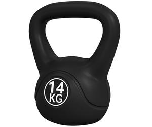 HOMCOM Kettlebell 14 kg, haltère avec poignée ergonomique, haltère à boule, musculation, entraînement, 27 x 21 x 31 cm noir
