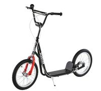 HOMCOM Kinderroller Scooter Tretroller Cityroller Kinder Roller Kickboard Luftreifen 16 Zoll Blau/Grün 139 x 58 x 90-96 cm