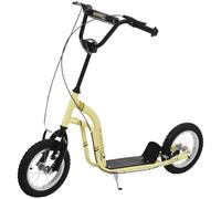 HOMCOM Kinderroller Scooter Tretroller mit verstellbarem Lenker, großen Rädern und Handbremse Kickscooter 12 Zoll Cityroller für Jungen und Mädchen AB 5 Jahre BIS 100 kg Metall