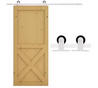 HOMCOM Kit complet de ferrures de porte coulissante 183 cm avec rails, roulettes, butées de rail, bloc de sol, kit de vis de porte, système de porte coulissante en acier au carbone blanc