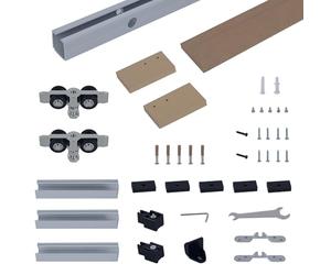 HOMCOM Kit complet de porte coulissante en bois quincaillerie système galandage pour porte épaisseur 35-45 mm charge max. 75 kg rail roulettes vis 200 x 3,05 cm brun