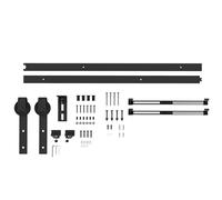 HOMCOM Kit d'accessoires pour porte coulissante avec amortisseur sans perçage 2 rails pour grange Noir 6,6 FT/200 cm