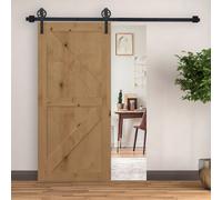 HOMCOM Kit de Porte Coulissante au Design Rustique, Acier au Carbone, 200x4x0,6 cm, Jusqu'à 90 kg, Noir