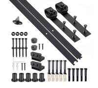 HOMCOM Kit de porte coulissante système galandage pour porte d'une épaisseur de 35-45 mm et largeur max. 1 m charge max. 100 Kg acier brun foncé