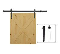 HomCom Kit porte coulissante galandage – porte 20–25 mm, largeur 0,9 m, charge 20 kg, acier noir