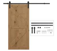 HOMCOM Kit de Porte Coulissante Système Galandage pour Porte 2 m Noir | Épaisseur 35-40 mm, Acier, Capacité 90 kg