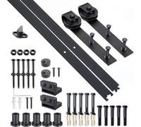 HOMCOM Kit de Porte Coulissante, Système Galandage pour Porte d'une Épaisseur de 35-45 mm et Largeur Max. 1 m, Charge 100 kg, Acier Noir