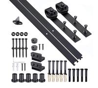 HOMCOM Kit de porte coulissante système galandage pour porte d'une épaisseur de 35-45 mm et largeur max. 1 m charge max. 100 Kg acier brun foncé