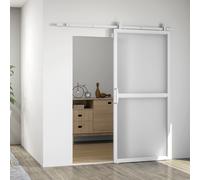HOMCOM Kit ferrures porte coulissante 200 cm - Rail acier et guide, blanc