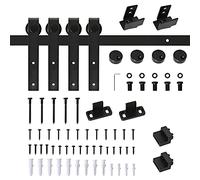 HOMCOM Kit mini porte coulissante grange double porte 17.7" Noir