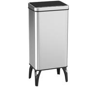 HOMCOM Kitchen Automatic 50 L Kitchen Waste Bin, Stainless Steel Kitchen Waste Bin with Infrared Sensor, Soft Close, Legs, Retaining Ring, Anti-Fingerprint, for Office, Home, Silver