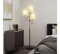 HOMCOM Lampada da Terra Alta 165 cm con 3 Punti Luce e Interruttore a Pedale, Attacco E27 Max 40W, Or