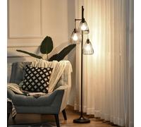HOMCOM Lampada da Terra Vintage Industriale in Metallo Nero, Lampada a Piantana da Terra Moderna Ф35 x 170cm
