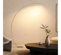 HOMCOM Lampadaire arc LED, lampadaire sur pied salon dimmable 30 W, télécommande magnétique, 120 x 27 x 172 cm, argent