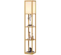 HOMCOM Lampadaire avec étagères de rangement Douille E27 pour Salon Chambre Bureau Naturel