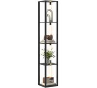 HOMCOM Lampadaire avec étagères, lampadaire sur pied de salon à 4 niveaux dimmable LED avec variateur d'intensité et interrupteur à pied, lampe moderne pour salon, chambre et bureau, noir