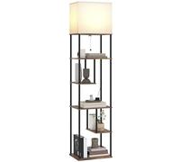 HOMCOM Lampadaire avec étagères LED Dimmable 3000K-6500K Brun Rustique