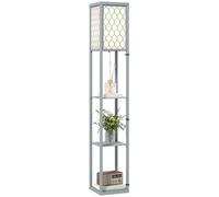 HOMCOM Lampadaire avec Étagères Sur Pied 3 Niveaux Gris et Blanc